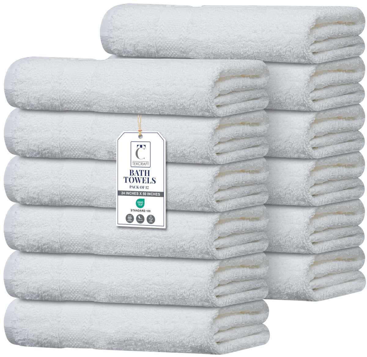 Medium Size Bath Towels Set of 6 – 100% Cotton Terry – 24" x 48" – Quick Dry, Soft & Highly Absorbent – Grey Towels for Bathroom, Gym, Spa, Pool & Daily Use