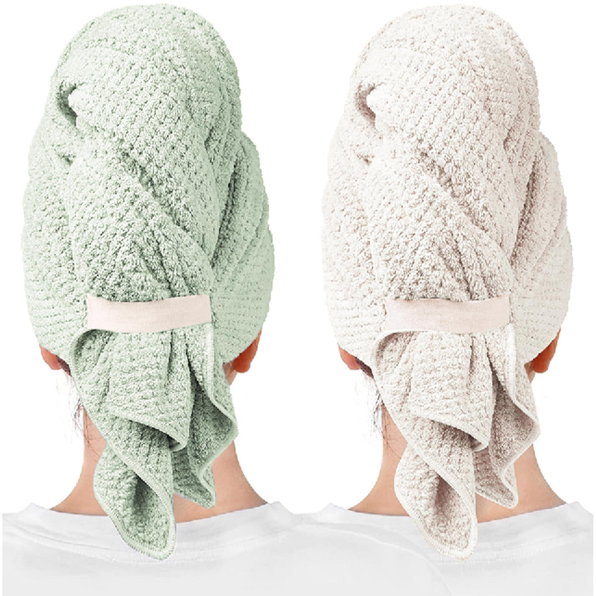 ROLSHOL 2-Pack Large Microfiber Hair Towel Wraps for Women, 27 × 39 in