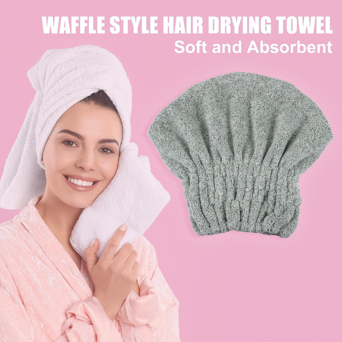 VOCOSTE Charcoal Fiber Hair Drying Towel Dry Cap, Lightweight Strong Absorbent, for After Bath Drying Hair, Gray