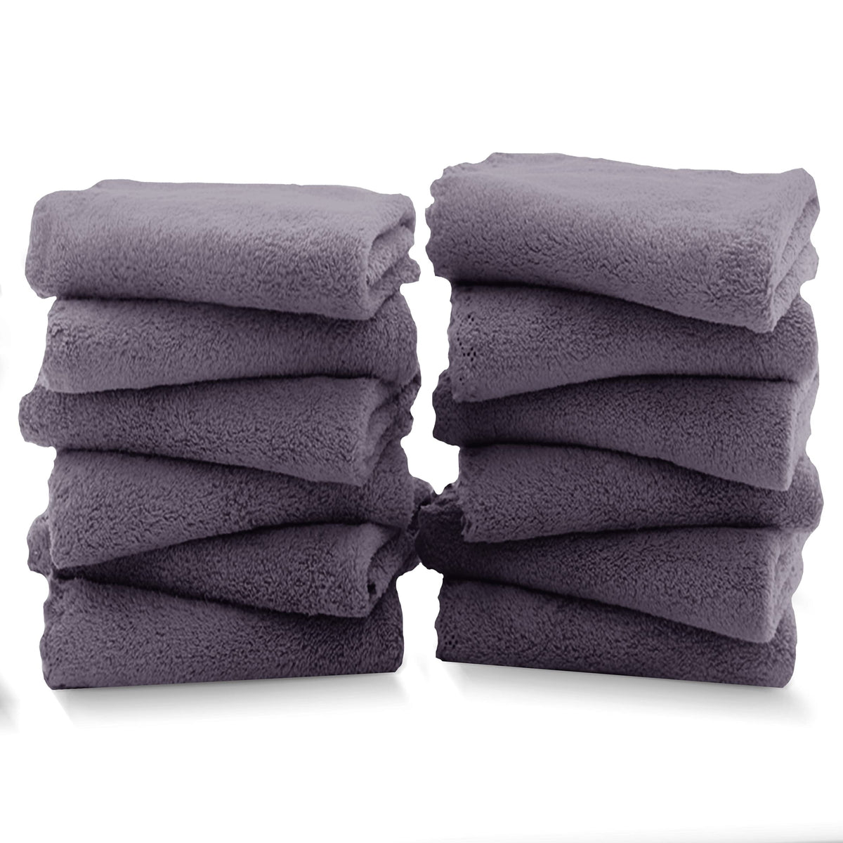 TENSTARS Luxury Silk Hemming Towel Set - Light Thin Quick Drying - 2 Bath Towels 2 Hand Towels 2 Washcloths - Ultra Soft Microfiber, for Bath Fitness, Sports, Yoga, Travel (Dark Grey 6 Pieces)