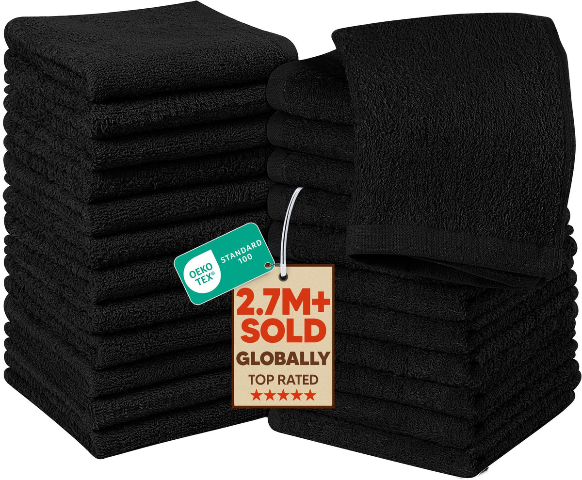 Utopia Towels 12 Pack Washcloths, 12x12 in, 100% Cotton, White
