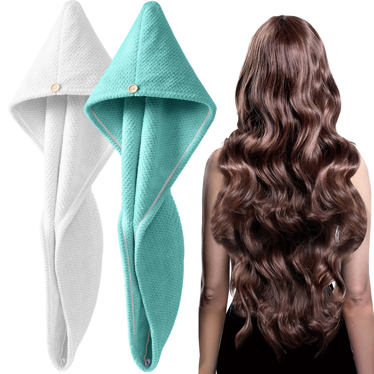 YFONG 2 Pack Microfiber Hair Towel Wrap for Women, Quick Dry Hair Turban