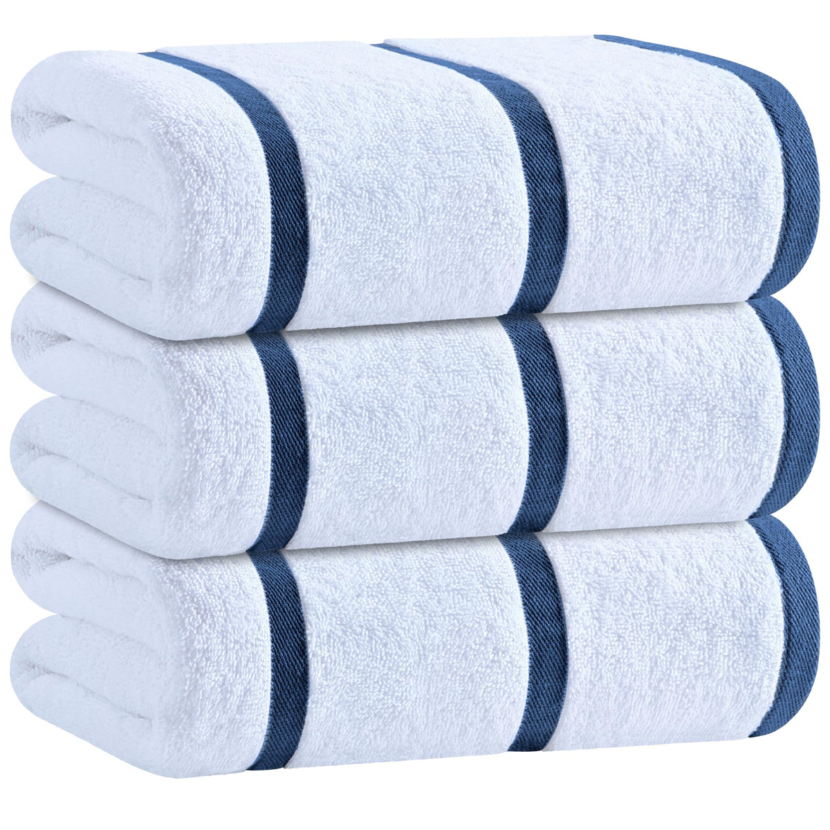 White Classic Cotton Beach Towels Oversized 30 x 60 Inches, Ultra Absorbent and Low Lint Striped Pool Towels for Adults, Unique Rainbow Design Luxury Extra Large Bath Towels, 4 Pack