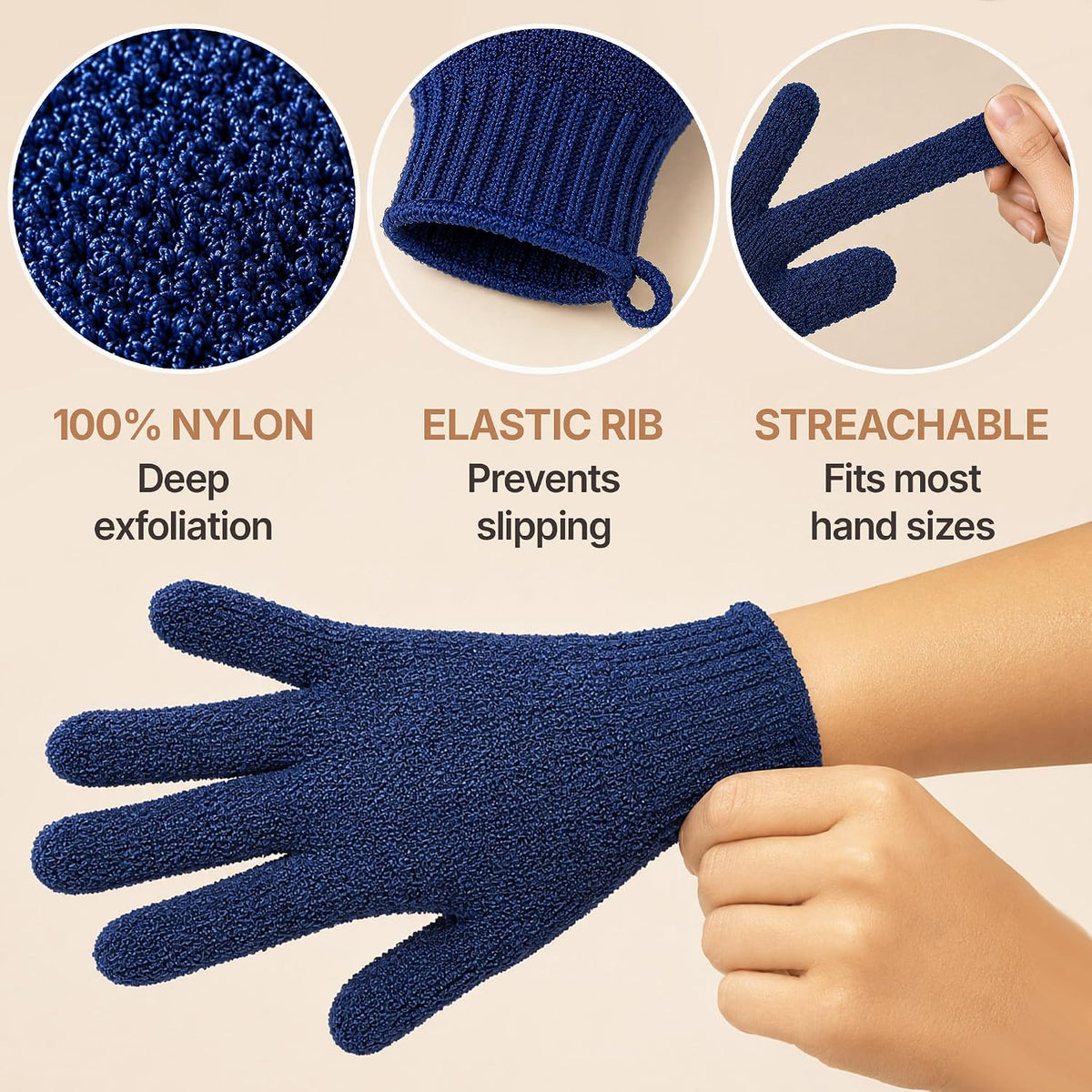 Exfoliating Glove (4 pcs, 2 Pairs) - Heavy Shower Gloves for Body Scrub
