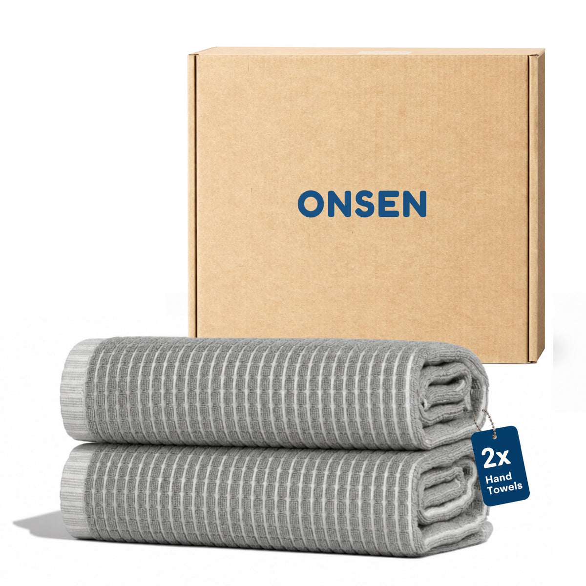 ONSEN Sculpted Terry Bath Towels, 100% American Cotton, Quick Dry Lint Free, Lightweight Absorbent Bath Towel Set with Hanging Loop, 28x55 in (Grey Fog, 2X Bath Towel)