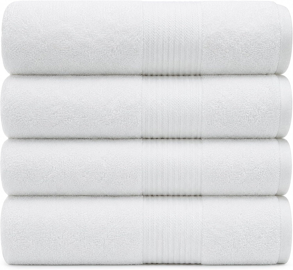 Luxury Bath Towels 4 Pack 650 GSM, 34"x56" Bath Towels Large - White