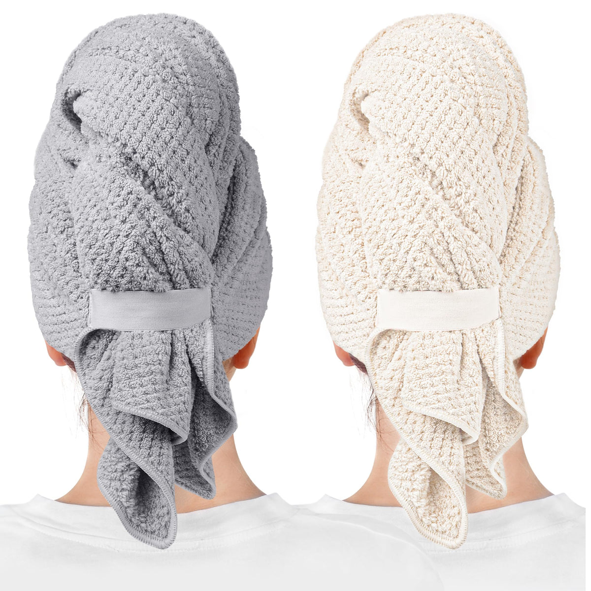 ROLSHOL 2-Pack Large Microfiber Hair Towel Wraps for Women, 27 × 39 in