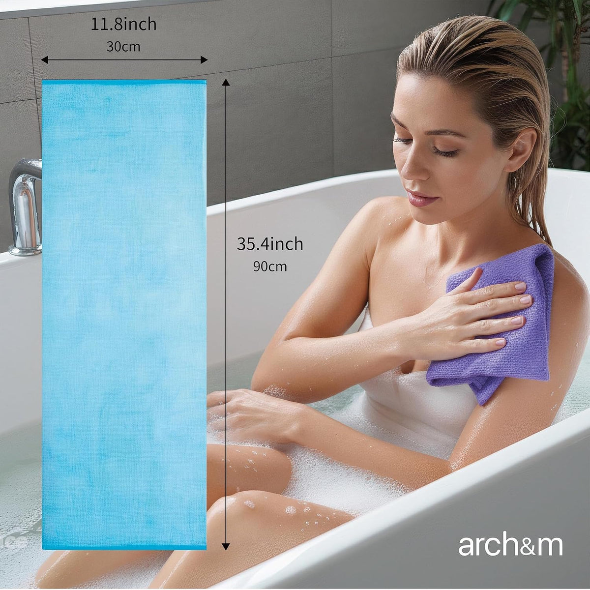 ARCH&M Exfoliating Washcloth & Japanese Shower Towel, Body Scrubber, 3 Pack
