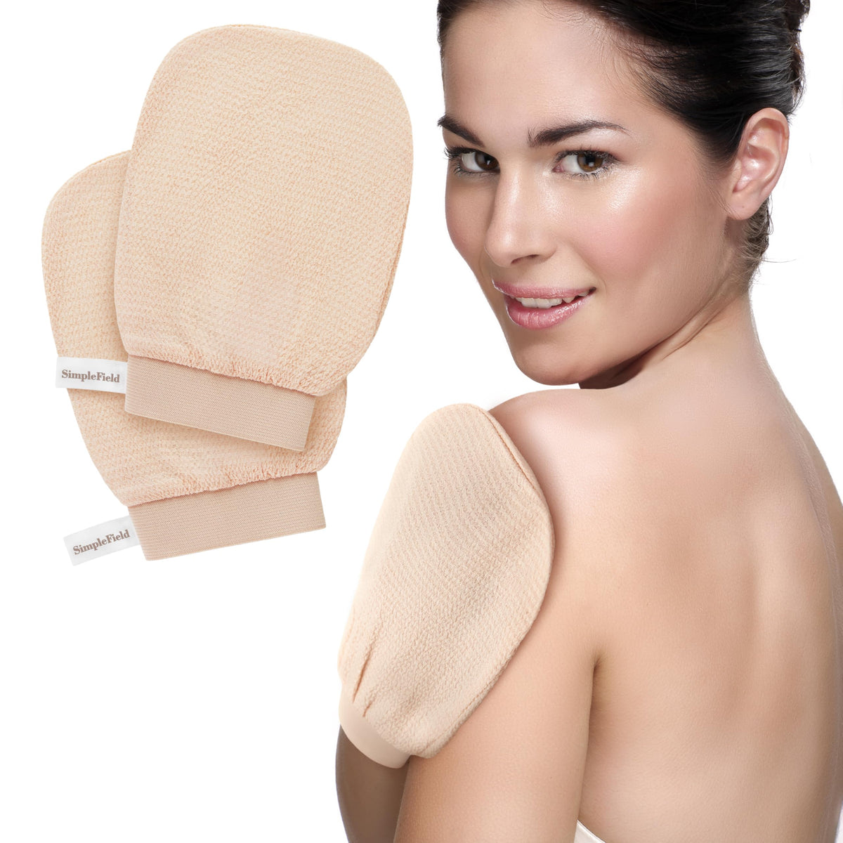 SimpleField Korean Exfoliating Mitt for Remove Dead Skin. 100% Viscose Deep Kessa Exfoliating Glove for Body Scrub, Keratosis Pilaris and Self Tanning Removal. Easily Smooth Skin Surface. (1 Piece)