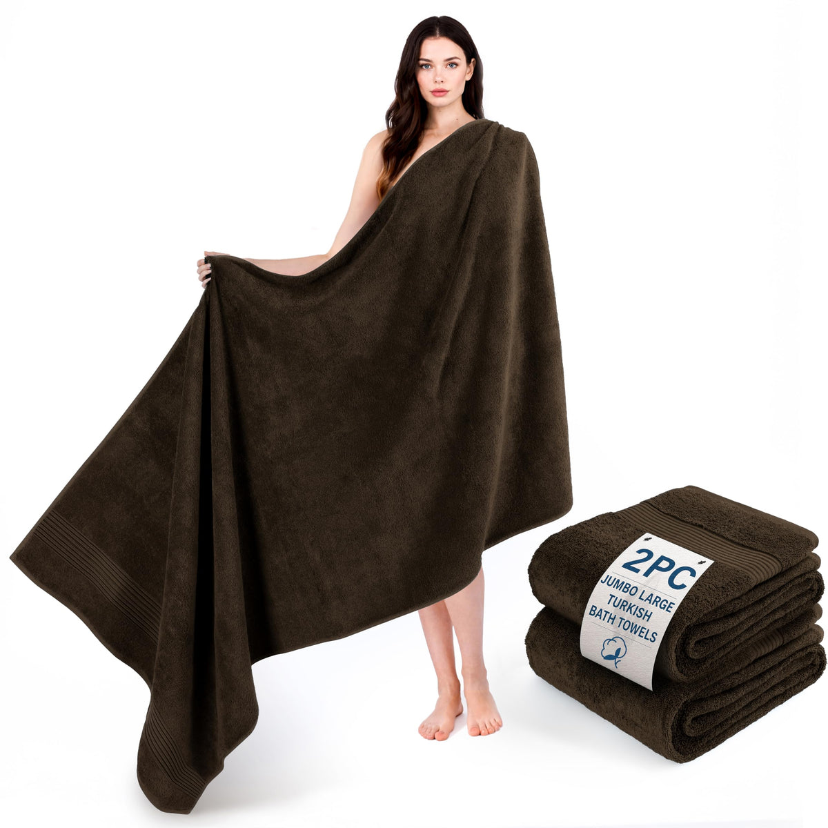 Cotton Paradise 100% Cotton Turkish Towel Set, Soft Absorbent Quick Dry, 6 Piece Towel Set, Beige