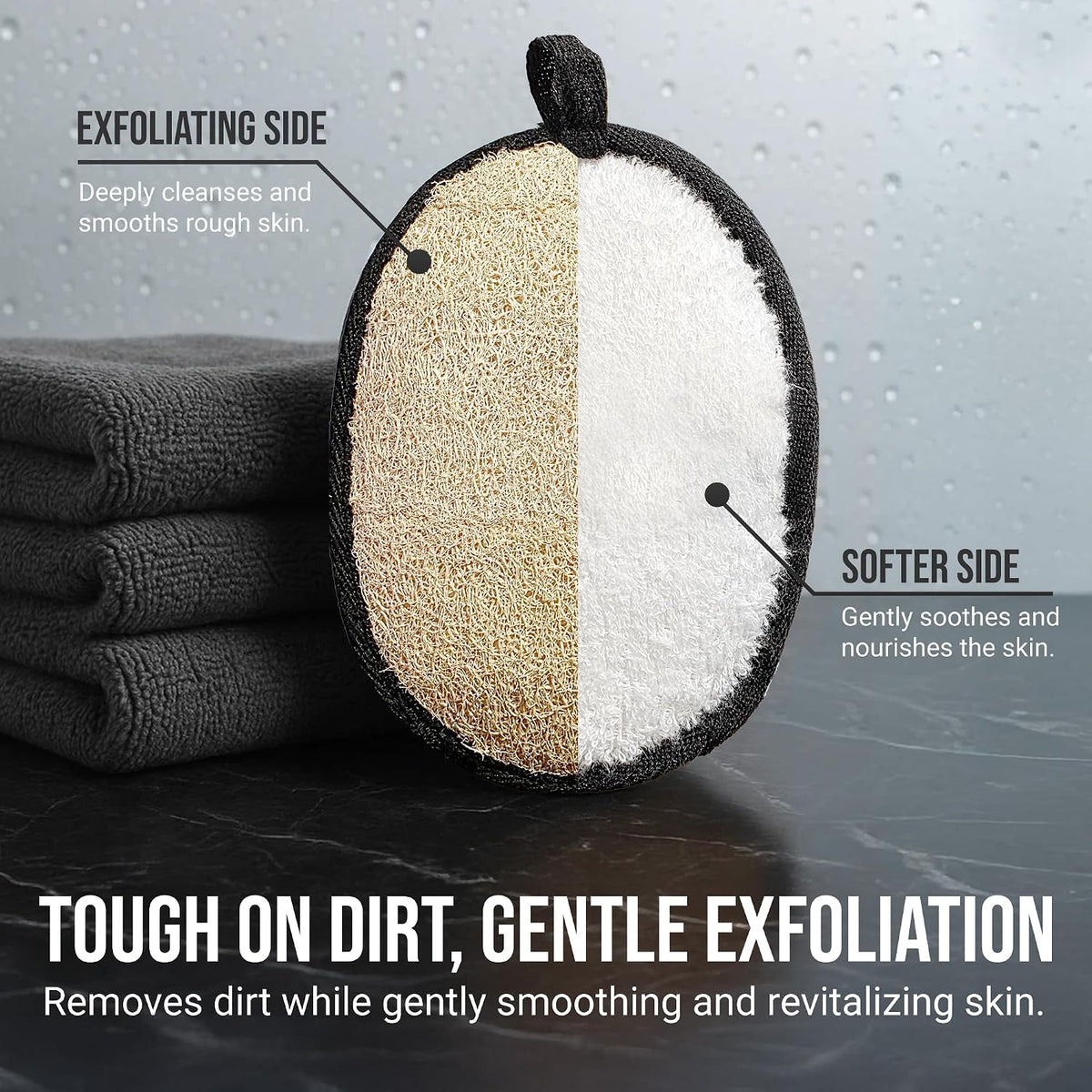 SERRENTO Mens Loofah Body Scrubber - Shower Sponge Luffa 2PCS Baths Hygiene