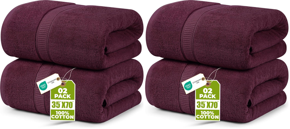 Utopia Towels - Luxurious Jumbo Bath Sheet 2 Piece - 600 GSM (35X70 Inches) 100% Ring Spun Cotton - Highly Absorbent and Quick Dry Extra Large Bath Towel - Super Soft Hotel Quality Towel (Black)