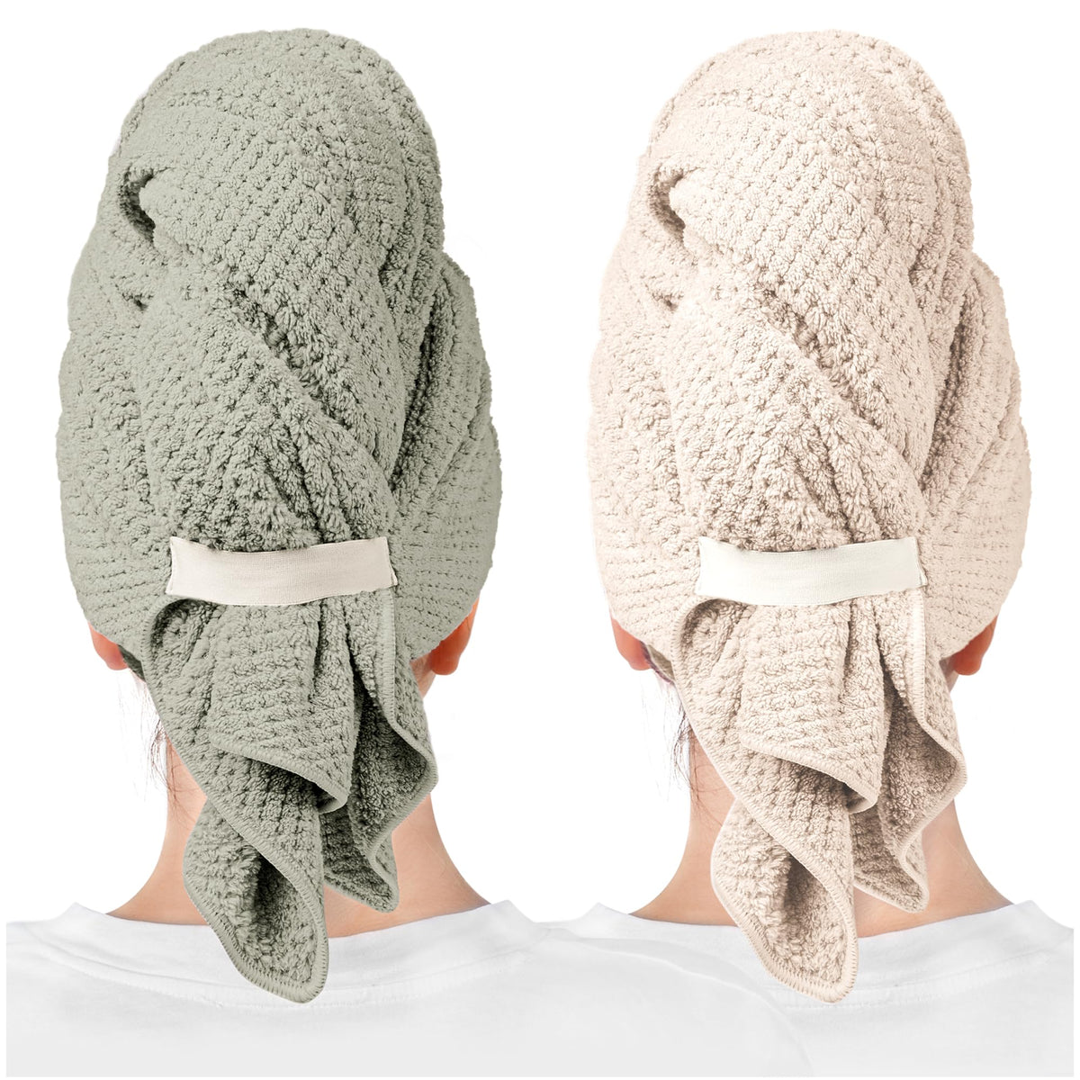 ROLSHOL 2-Pack Large Microfiber Hair Towel Wraps for Women, 27 × 39 in