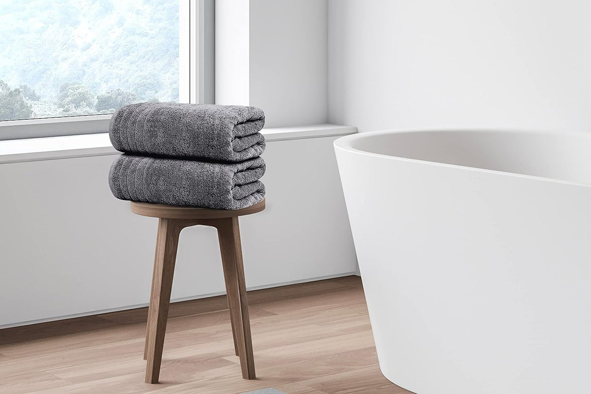 Tens Towels 4 Piece Extra Large Bath Towels 30 x 60 Inches, Dark Grey