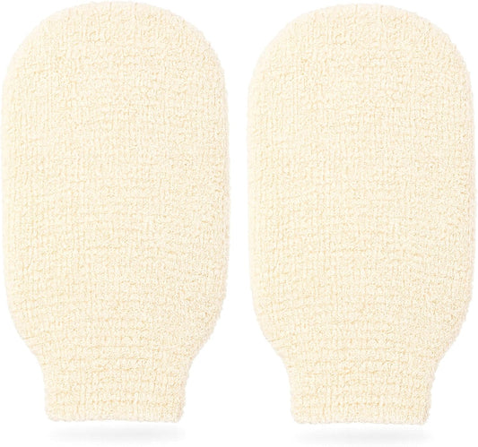 2-Pack Hemp Bath Gloves – Natural Shower Mitts for Body Scrub, Gentle Exfoliating Washcloth Mittens for Men & Women Skincare