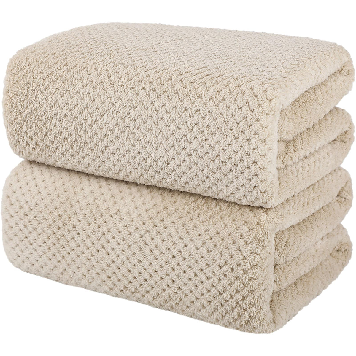 2 Pack Bath Towel Set, Waffle Bath Towel Set, Super Soft Highly Absorbent, Sturdy Quick Drying Towels for Bathroom, Gym, SPA, Yoga (2 Piece 27" x 55", 1Grey+1Purple)