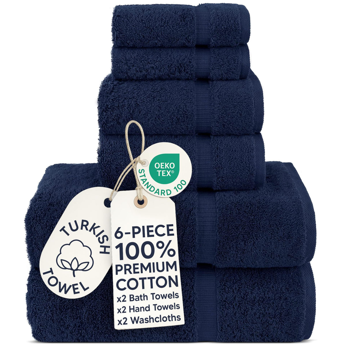 Chakir Turkish Linens 100% Cotton 4-Pack Bath Towels 27x54, Gray