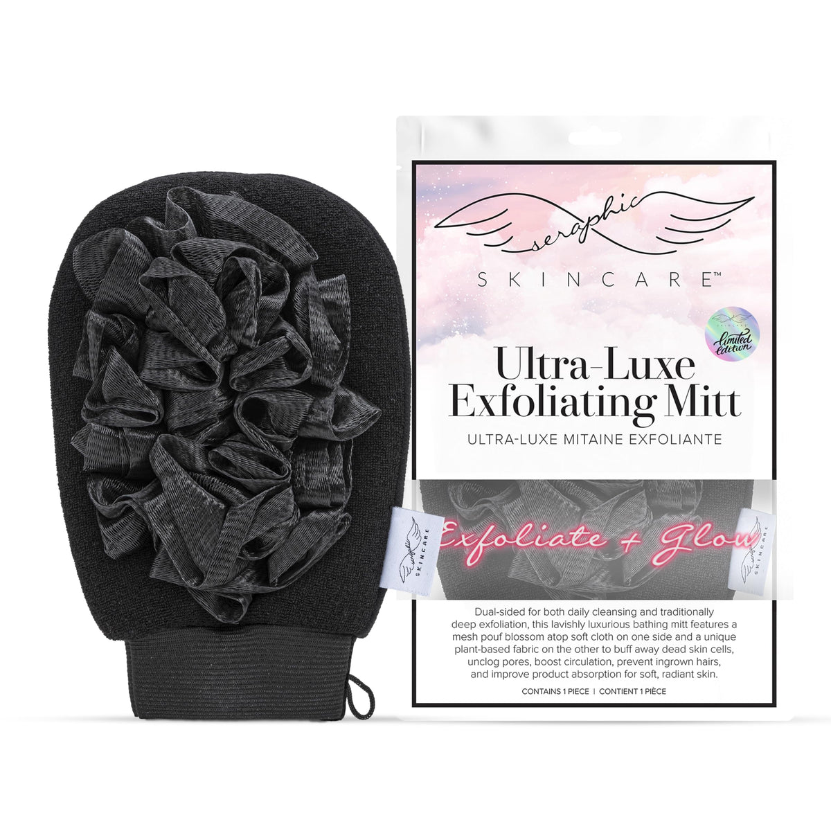 Divine Glow Exfoliating Mitt for Body 2pcs - Body Scrub Glove & Exfoliator