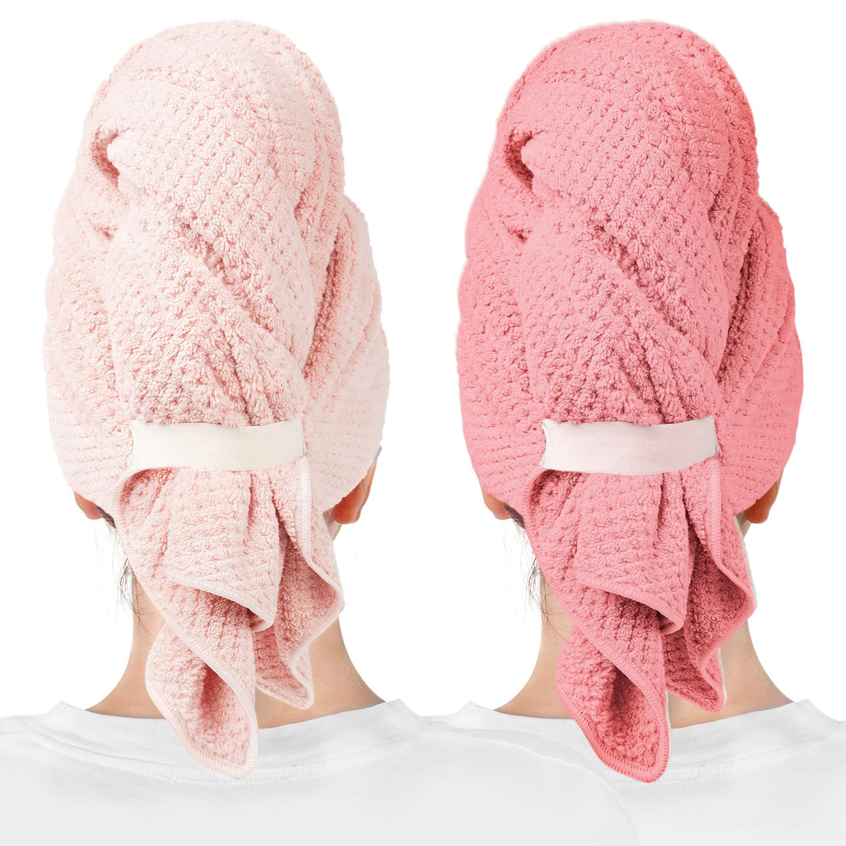 ROLSHOL 2-Pack Large Microfiber Hair Towel Wraps for Women, 27 × 39 in