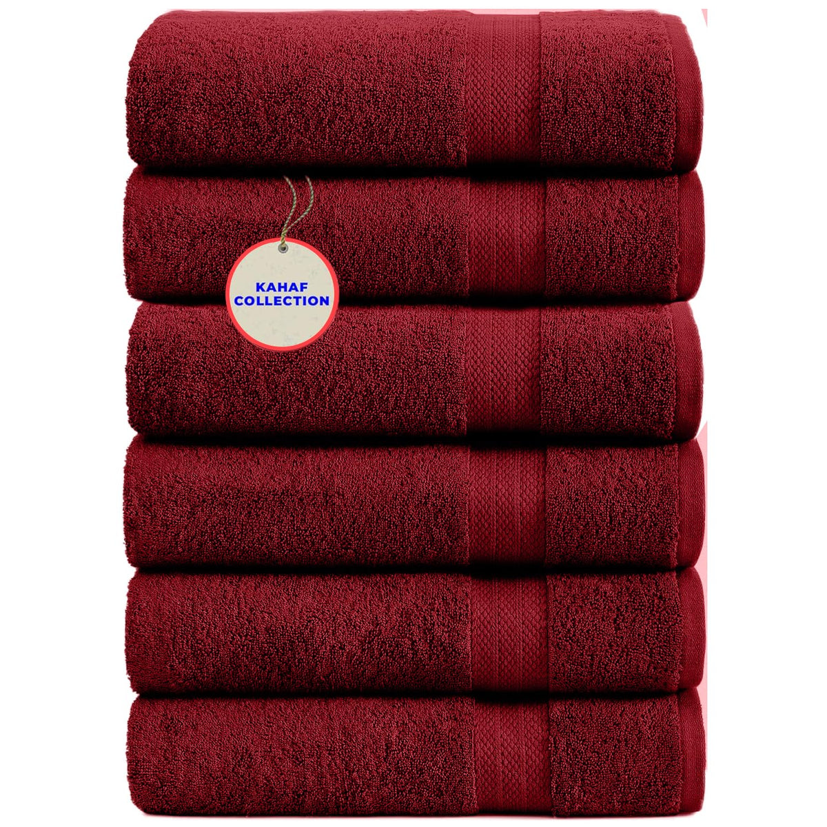 KAHAF COLLECTION 100% Cotton Bath Towels, 24x48 Pack of 6 Towels, Quick Dry, Highly Absorbent, Soft Feel Towel, Gym, Spa, Bathroom, Shower, Pool, Luxury Soft Towels (Grey, 24x48-6 Pack)