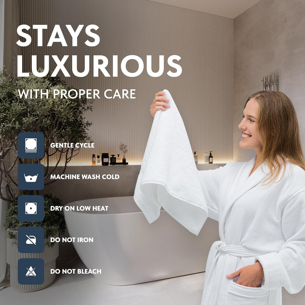 White Classic Luxury White Hand Towels - 100% Turkish Cotton, 16x30, 6 Pack