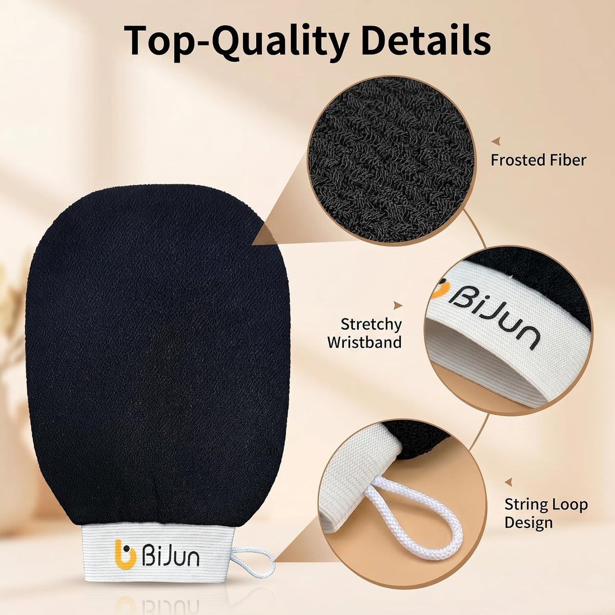 BiJun Exfoliating Glove Moroccan Kessa Scrub Exfoliating Gloves Deep Exfoliating Mitt Body Scrub Premium Scrub Wash Mitt Body Skincare at Home Shower or Bath Exfoliating Mitts for Dead Skin Remover