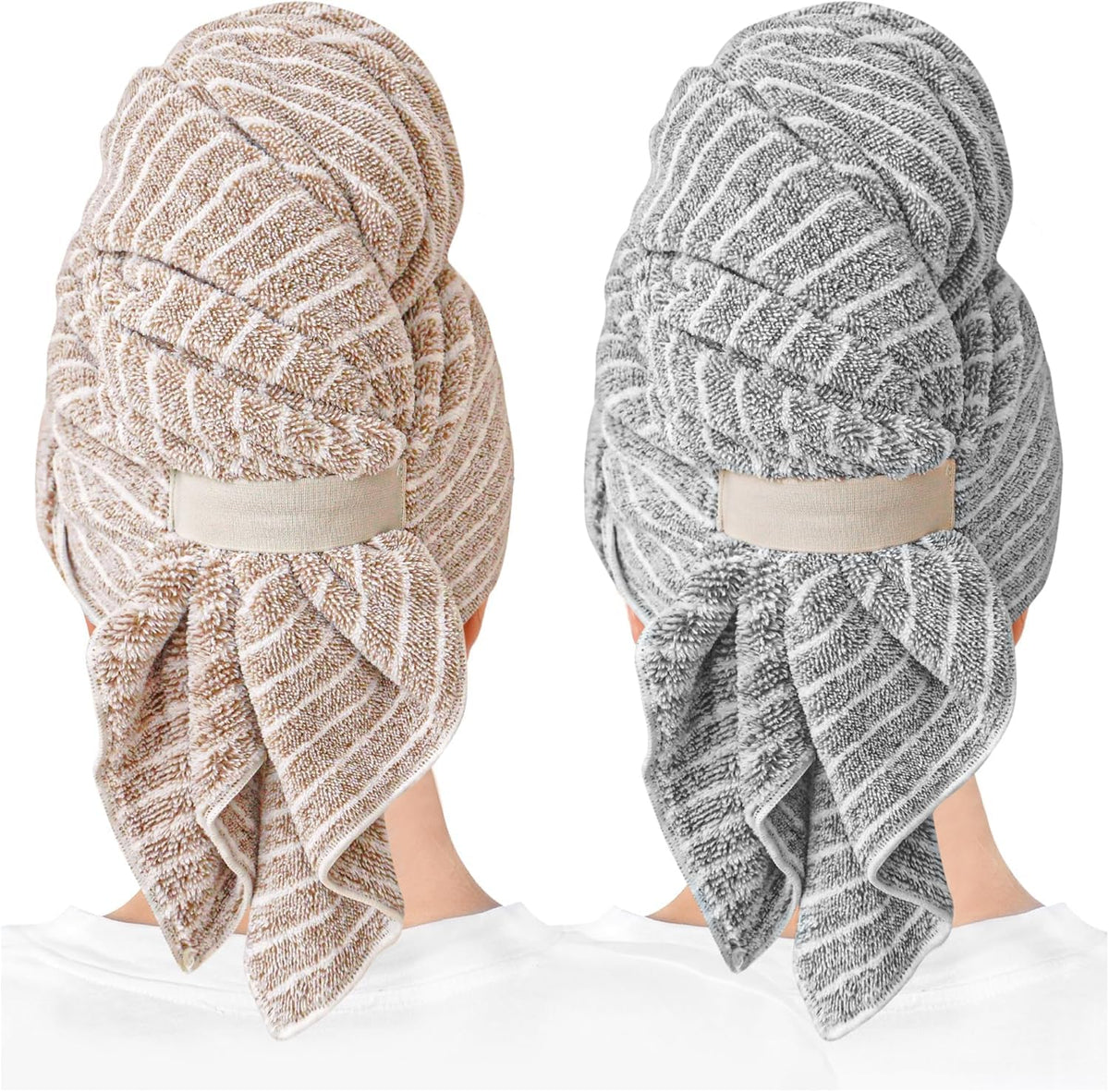 ROLSHOL 2-Pack Large Microfiber Hair Towel Wraps for Women, 27 × 39 in
