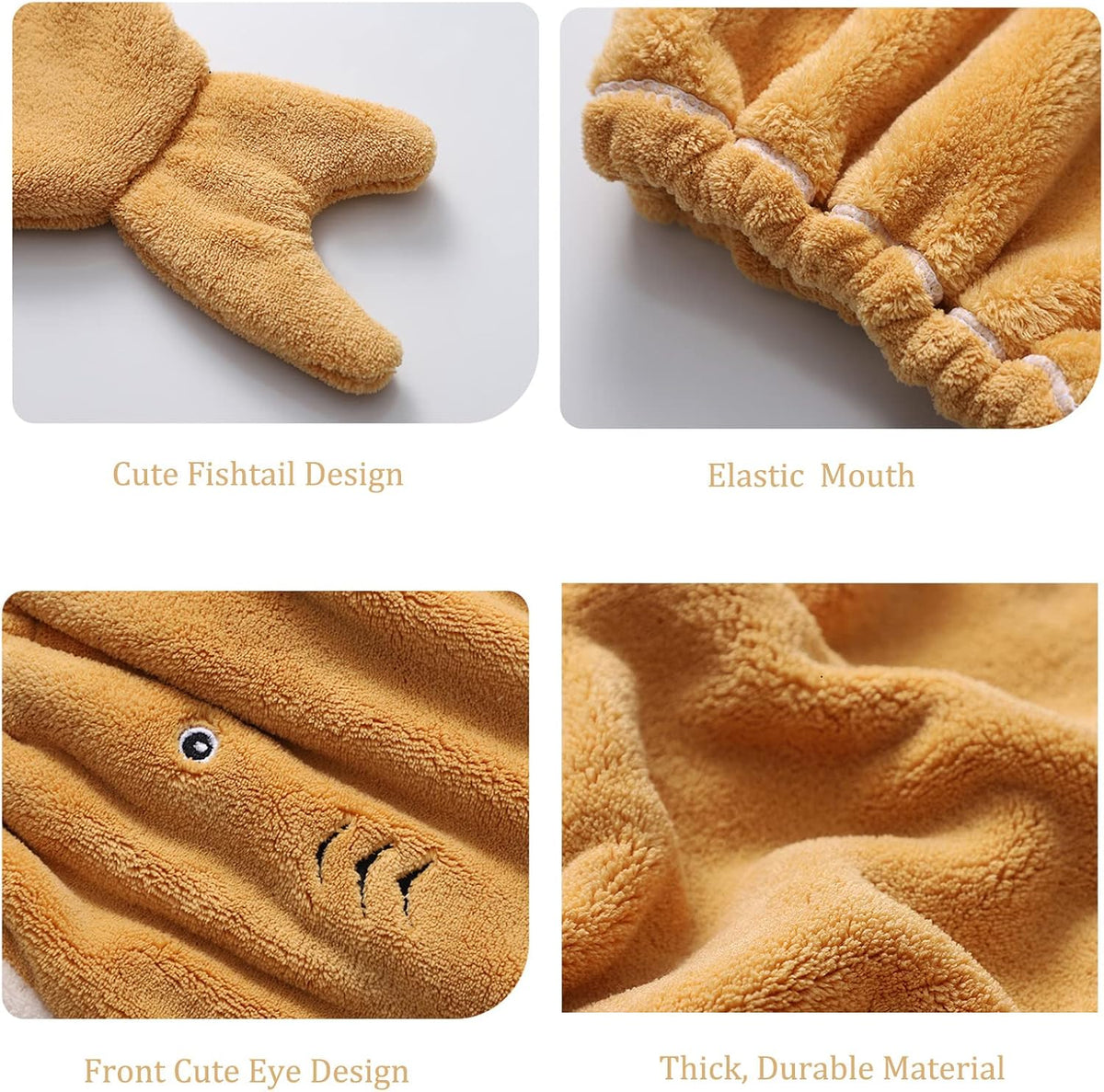 Hair Drying Towel for Kids Girls, Cute Cartoon Absorbent Quick Drying Bath Wrap Set for Bathing, Swimming Pool, Soft Microfiber Cap for Curly Long & Wet Hair, Yellow Towel
