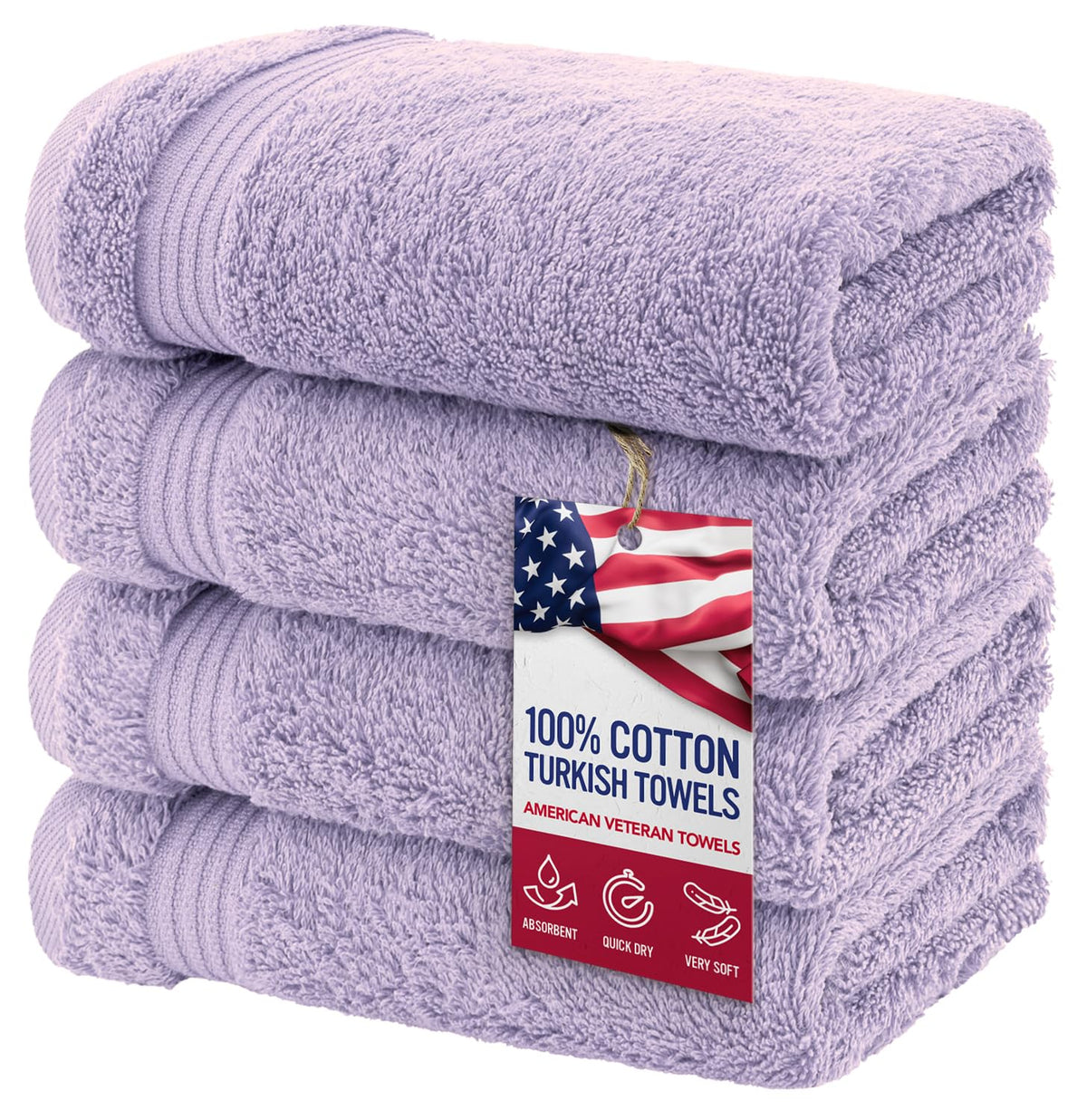 American Veteran Towel, 100% Cotton Turkish Bath Towels for Bathroom 4 Pack, 27x54 Extra Large Premium Soft Drying Bathroom Towels, Navy Blue