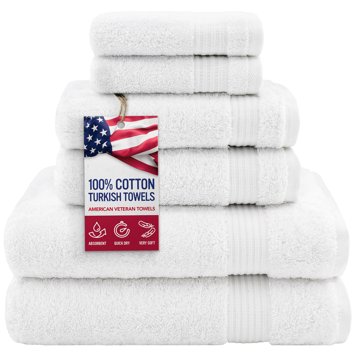 American Veteran Towel, 100% Cotton Turkish Bath Towels for Bathroom 4 Pack, 27x54 Extra Large Premium Soft Drying Bathroom Towels, Navy Blue