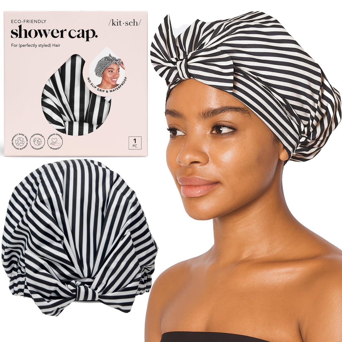 Kitsch Luxury Large Shower Cap for Women - Blush Dot