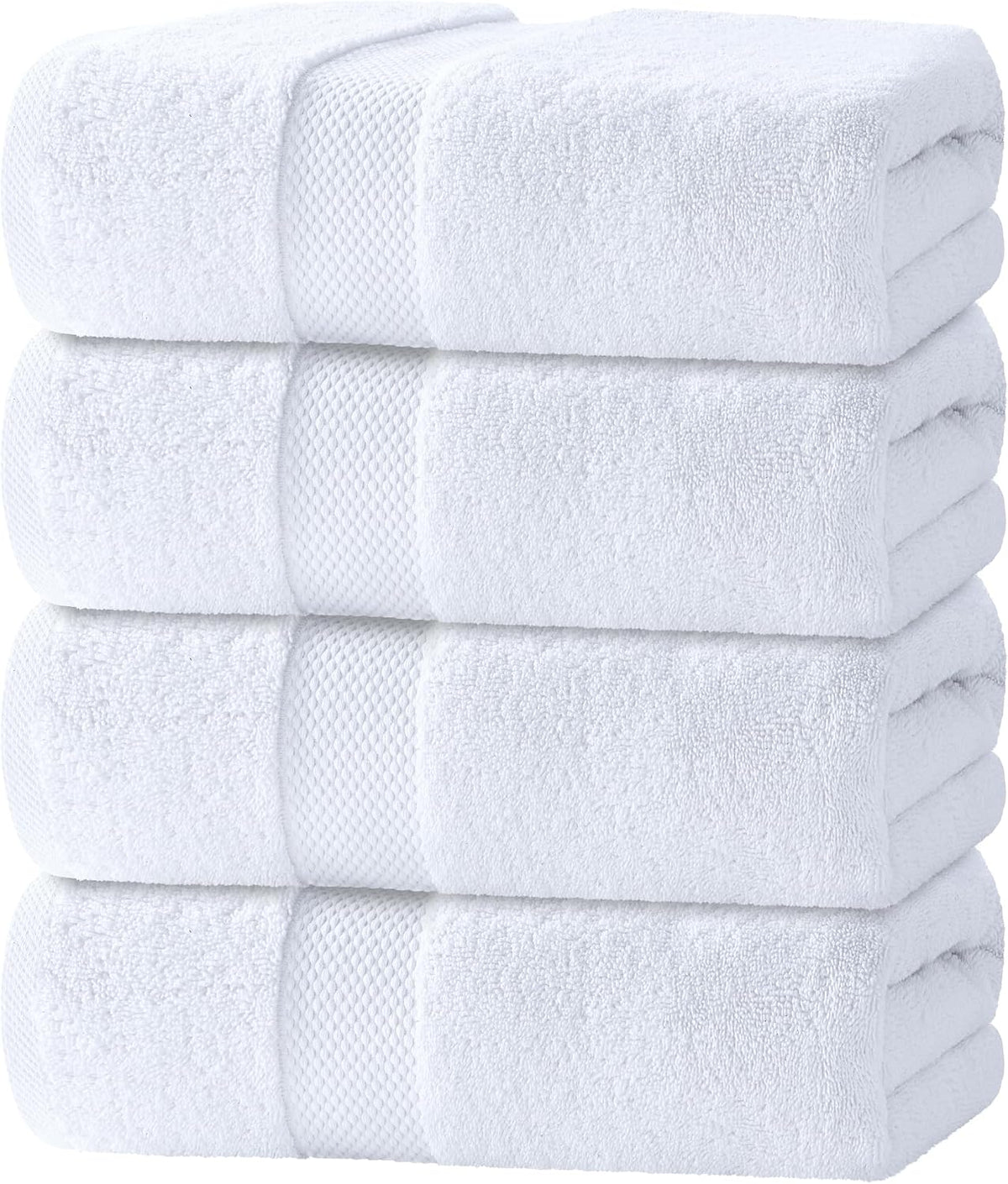 White Classic Luxury White Bath Towels - 4 Pack, 100% Turkish Cotton, 27x54