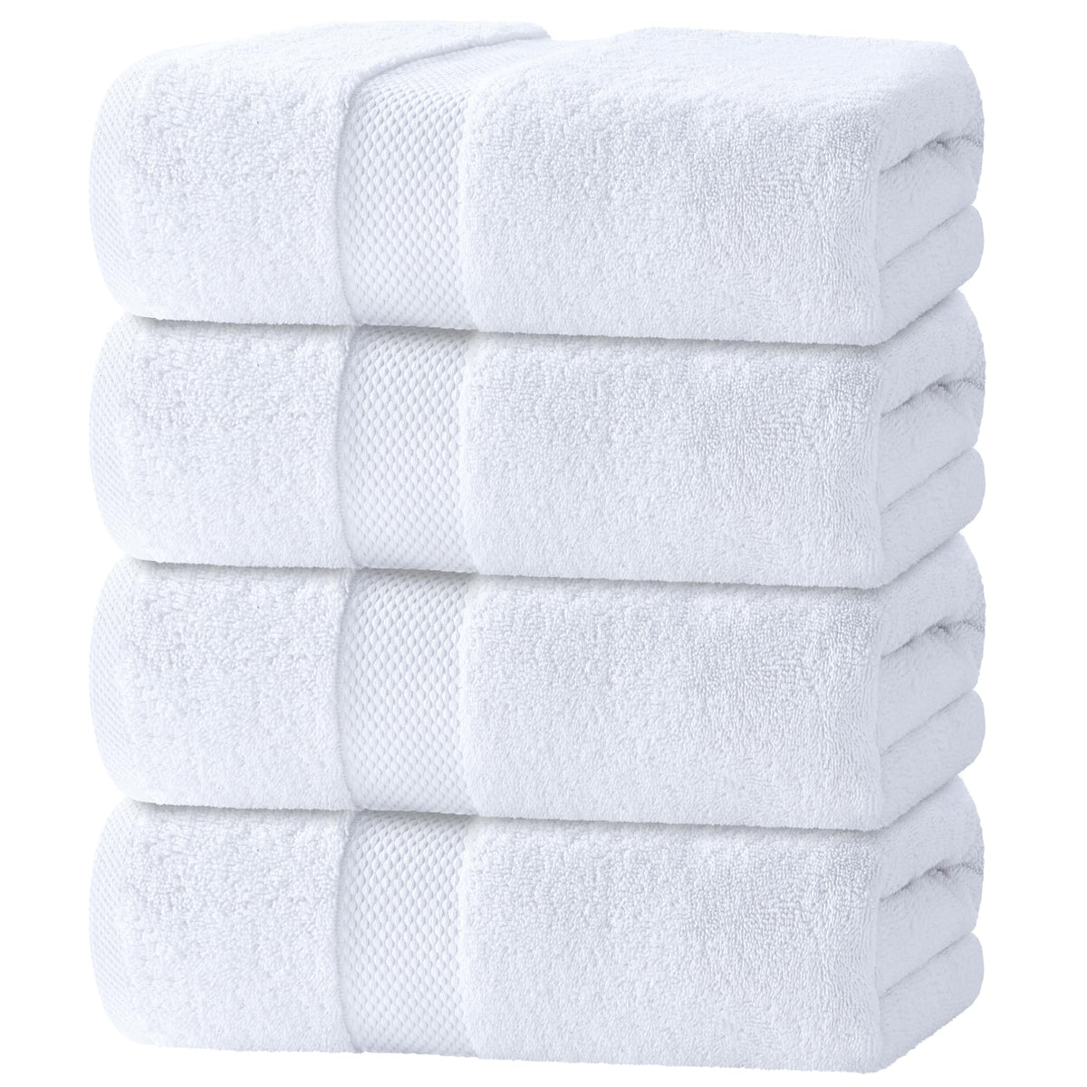 White Classic Luxury White Bath Towels - 4 Pack, 100% Turkish Cotton, 27x54