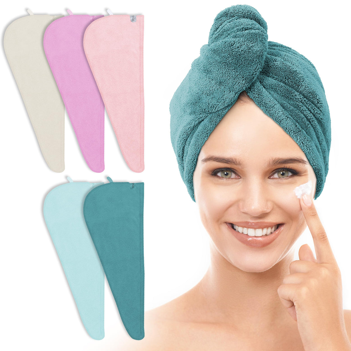 TENSTARS Microfiber Hair Towel Wrap for Women All Hair Types, 320GSM Thick