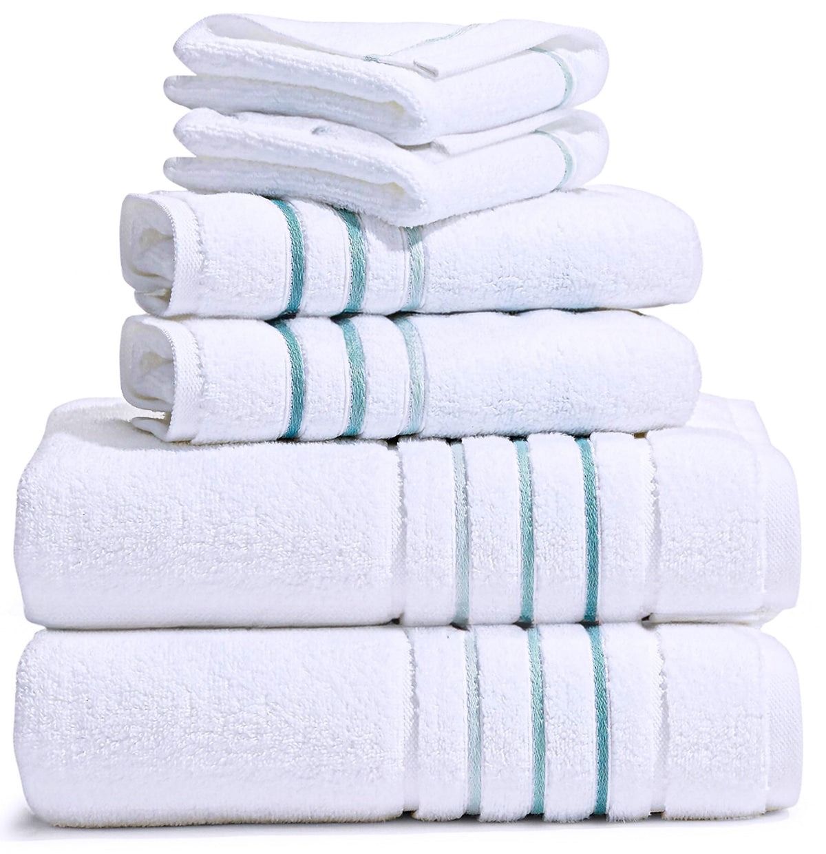 Bath Towels Set for Bathroom – Luxury 6-Piece Cotton Towels, Soft Absorbent & Quick Dry, 600 GSM Bath Towels for Bathroom, Hotel Spa Quality (White/Grey, 6- Bath Towel Set)