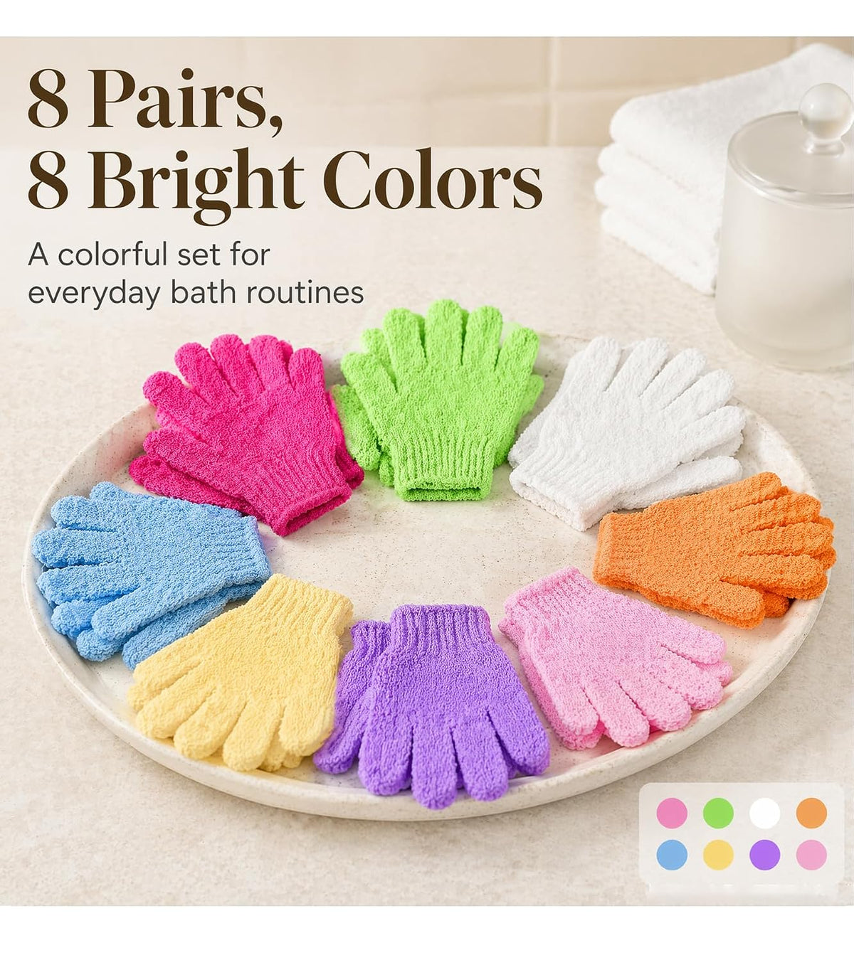 16Pcs Exfoliating Bath Gloves,Exfoliate Bath Shower Gloves, Hand Body Scrub Mitt