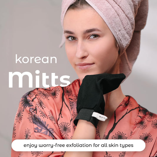 MainBasics Deep Exfoliating Gloves Korean Scrub Mitt (2 Pack)
