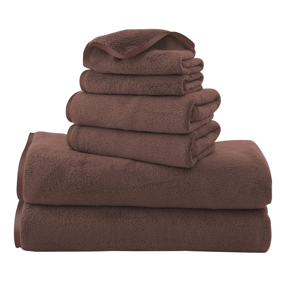 TENSTARS Luxury Silk Hemming Towel Set - Light Thin Quick Drying - 2 Bath Towels 2 Hand Towels 2 Washcloths - Ultra Soft Microfiber, for Bath Fitness, Sports, Yoga, Travel (Dark Grey 6 Pieces)