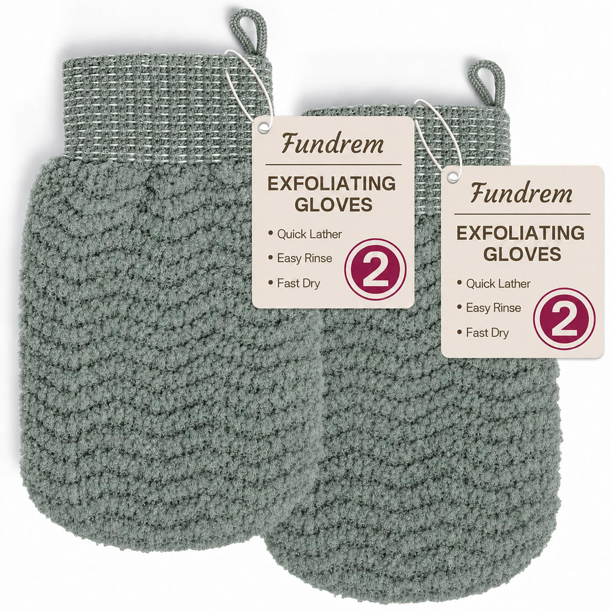 Exfoliating Gloves 2 Pack, Wave Texture Exfoliating Mitt for Dead Skin Remover, Body Scrub Gloves for Bath Shower, Korean Exfoliating Mitt, Loofah Alternative Body Scrubber for Women & Men