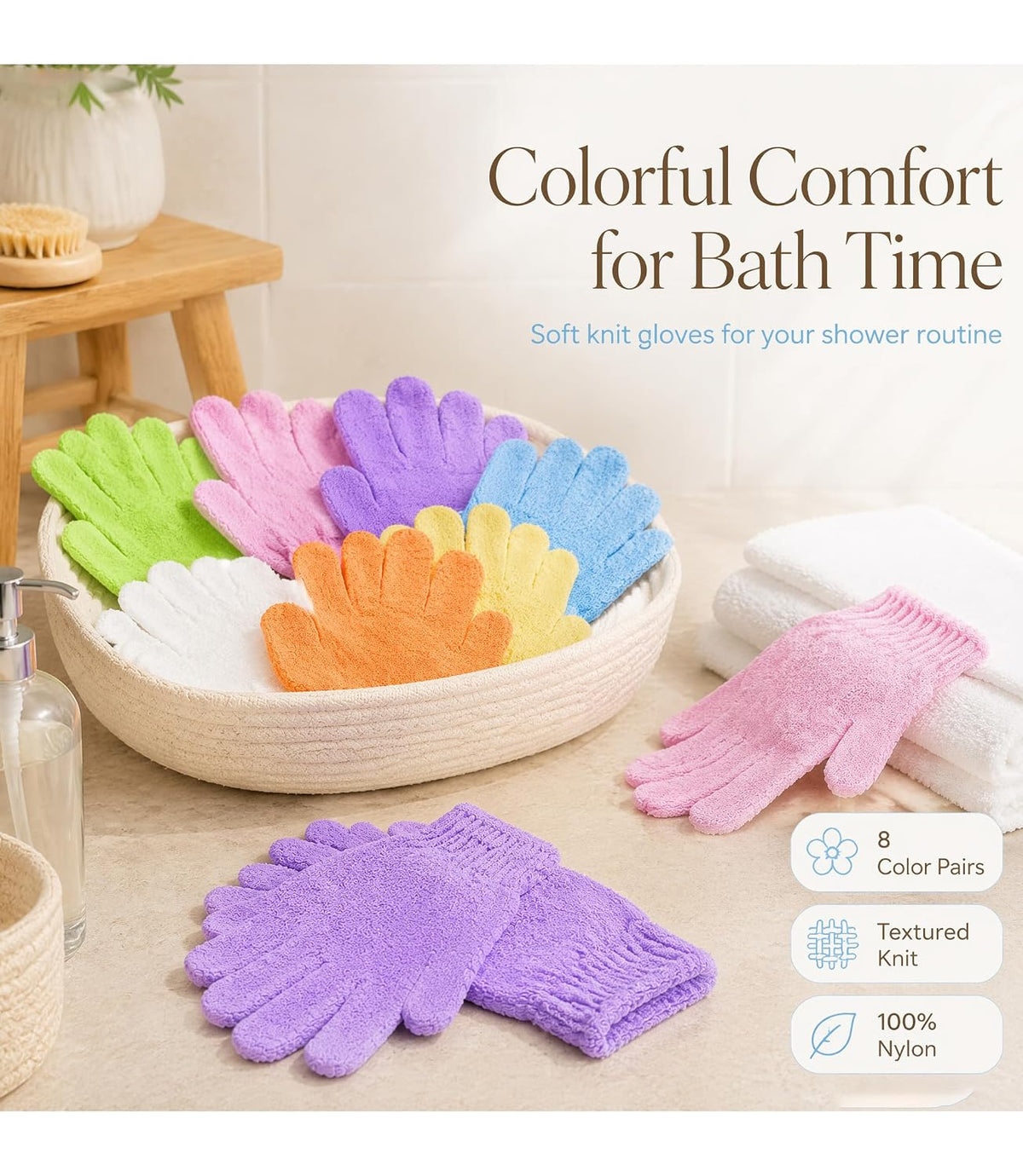 16Pcs Exfoliating Bath Gloves,Exfoliate Bath Shower Gloves, Hand Body Scrub Mitt