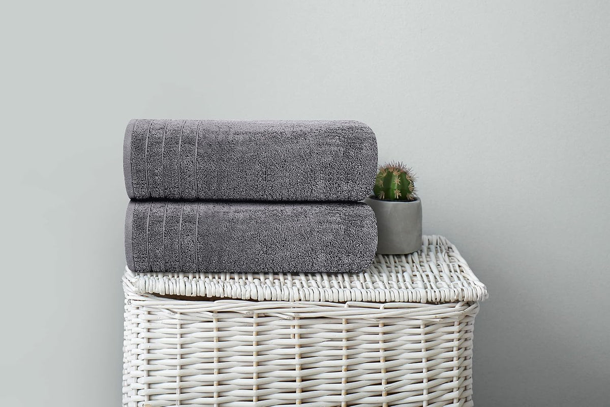 Tens Towels 4 Piece Extra Large Bath Towels 30 x 60 Inches, Dark Grey