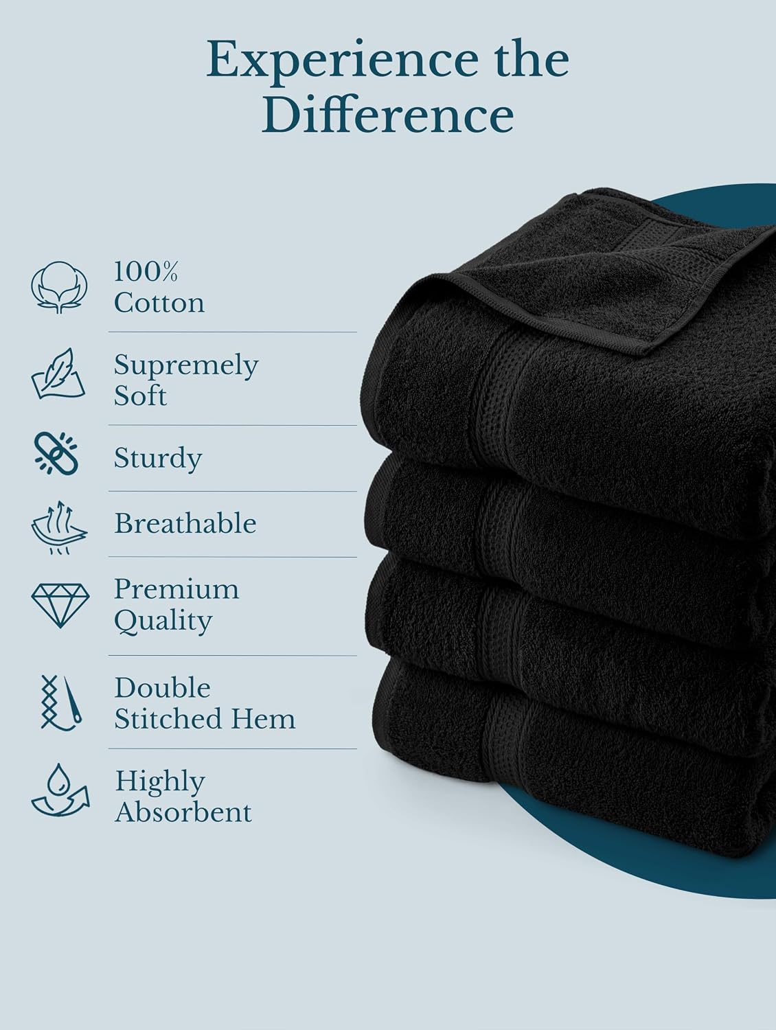 Utopia Towels 4 Pack Premium Bath Towels, 27x54 in, 600 GSM Cotton Black