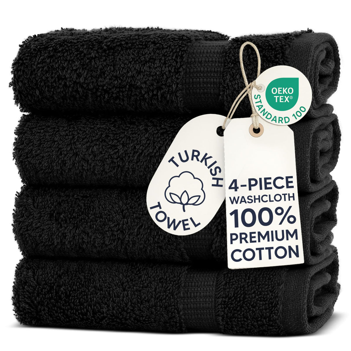 Chakir Turkish Linens 100% Cotton 4-Pack Bath Towels 27x54, Gray