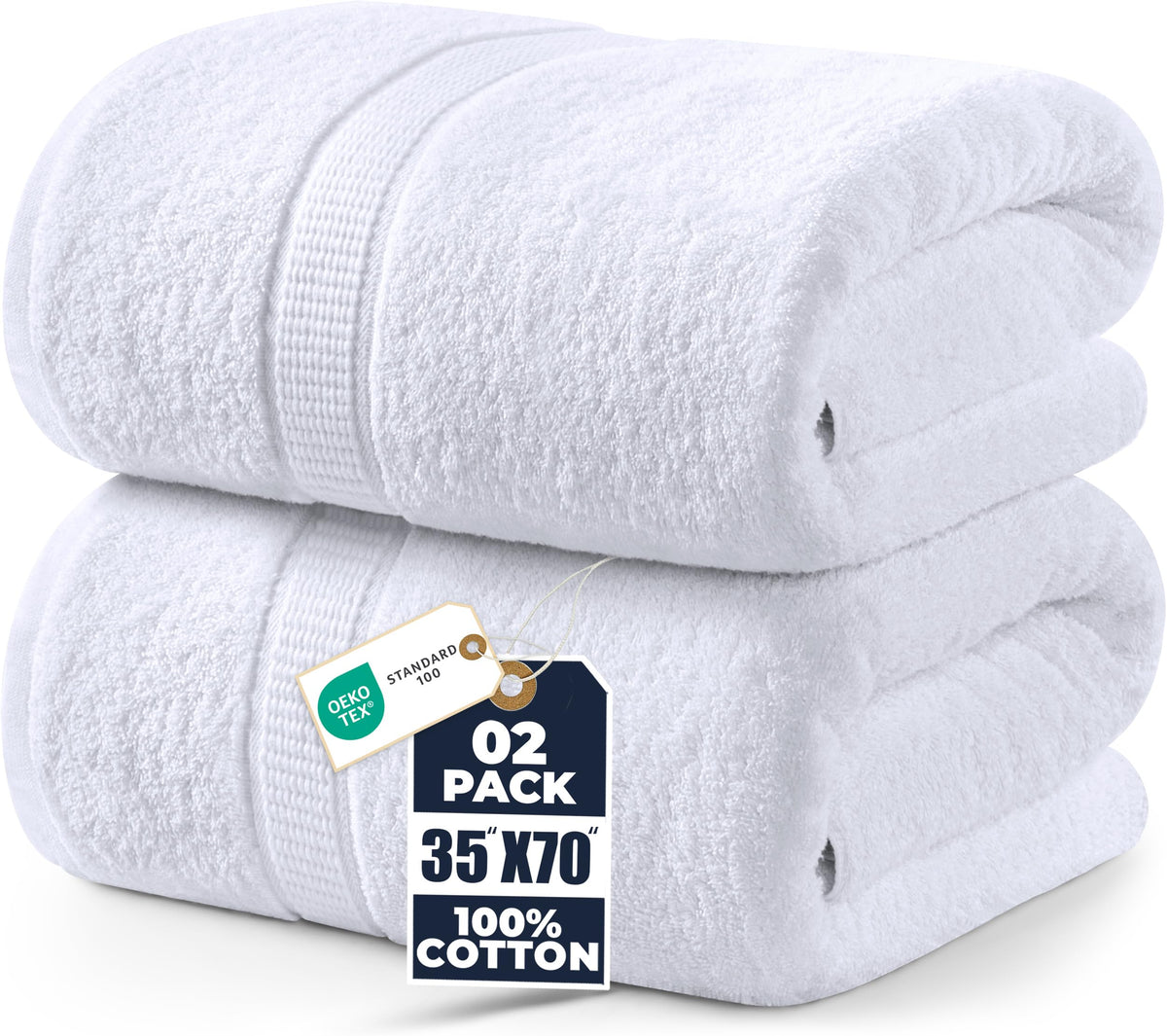 Utopia Towels Jumbo Bath Sheets, 2 Pack, 35x70 in, 600 GSM Cotton, Grey