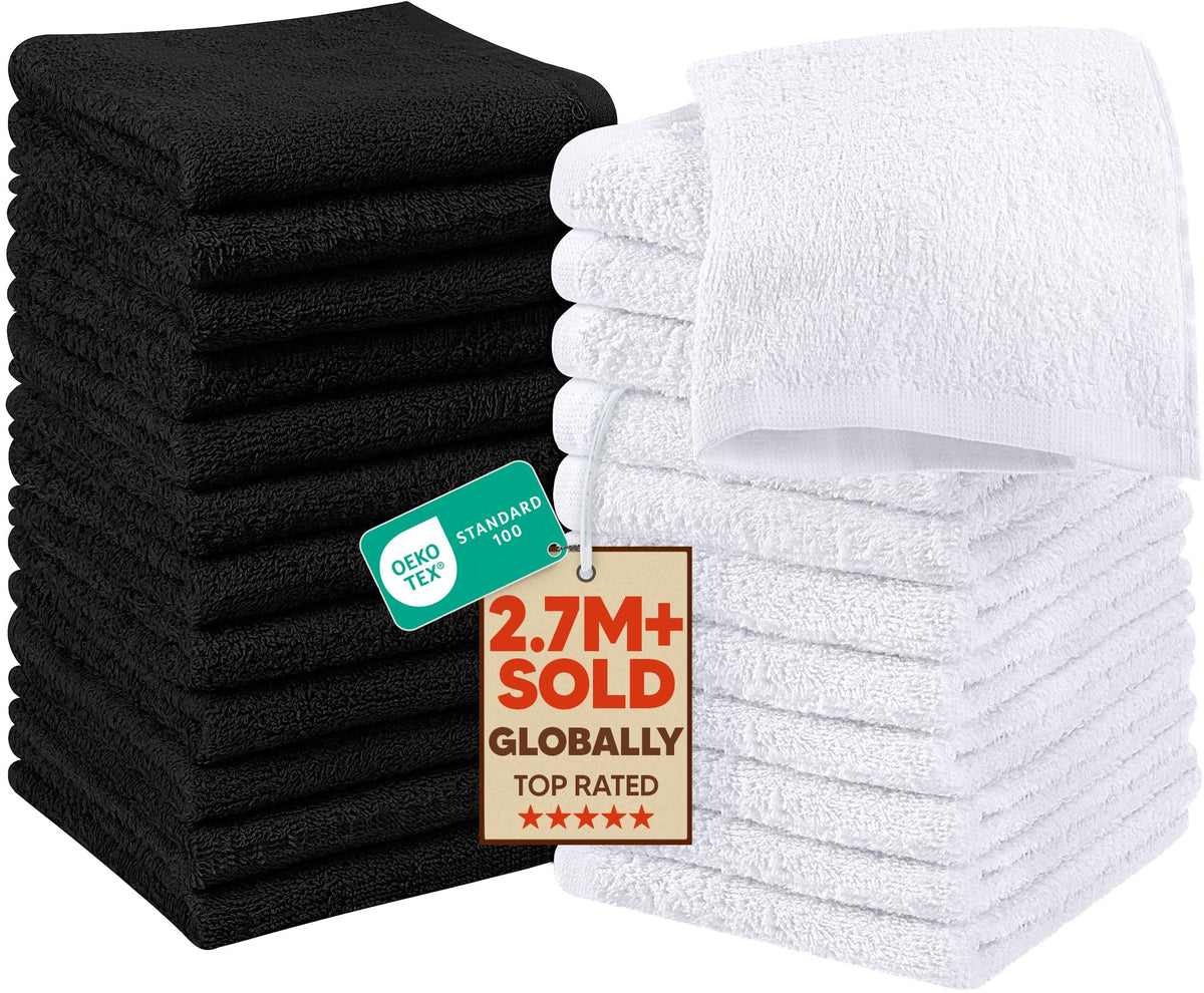 Utopia Towels 12 Pack Washcloths, 12x12 in, 100% Cotton, White