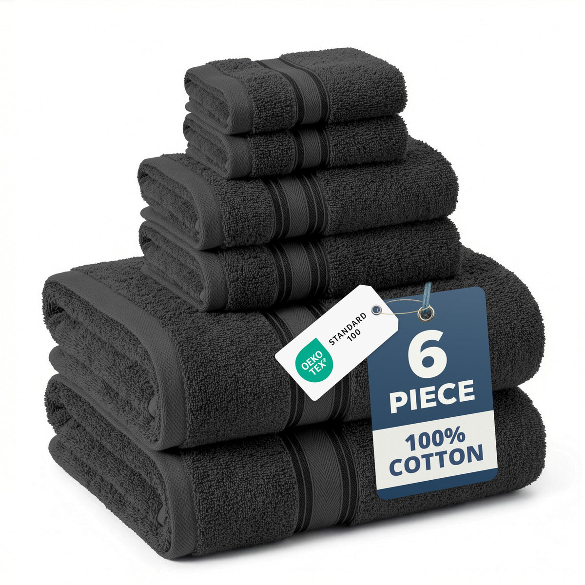 LANE LINEN Bath Towel Set 100% Cotton 18 Piece Soft Absorbent - Grey