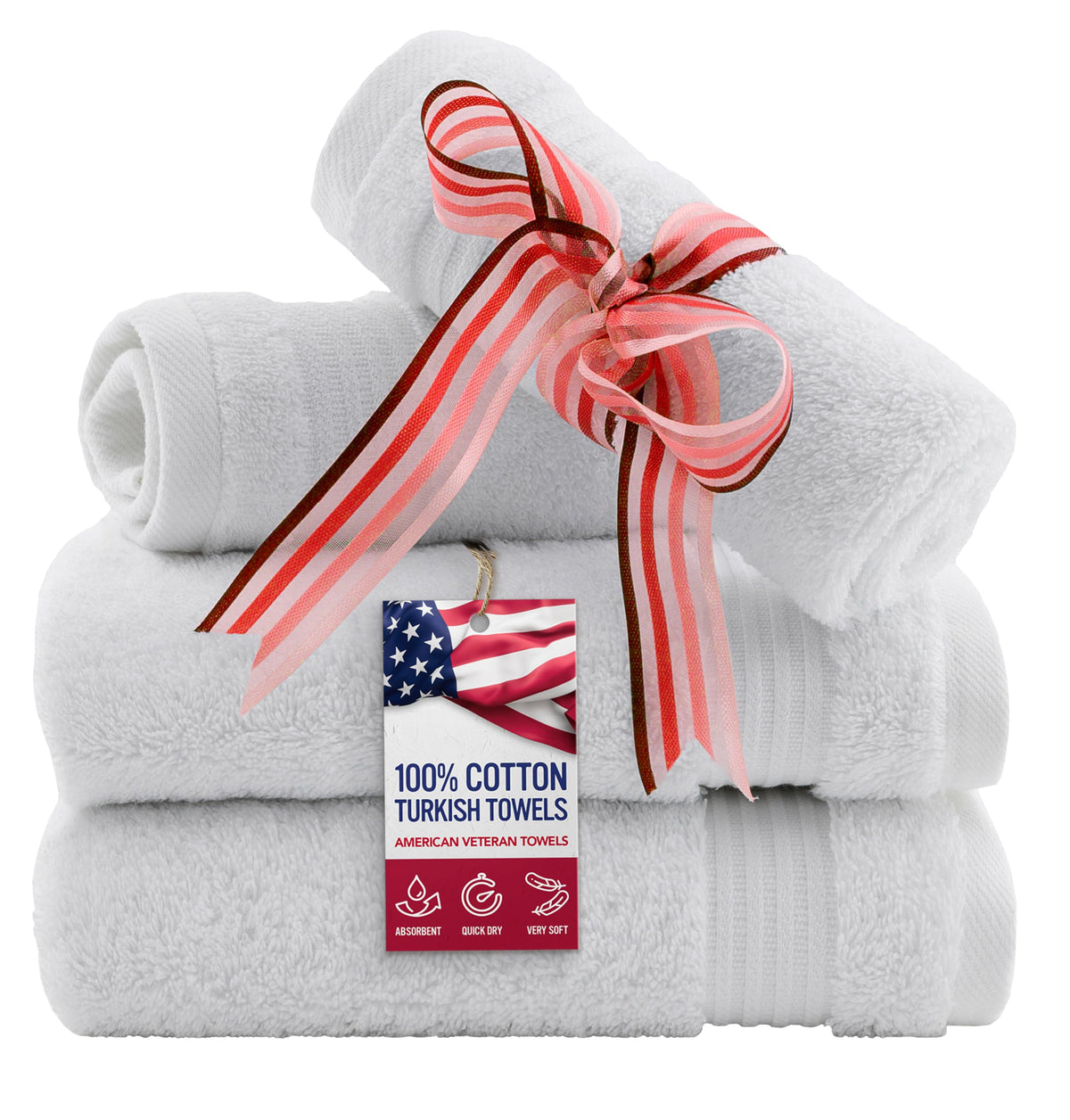 American Veteran Towel, 100% Cotton Turkish Bath Towels for Bathroom 4 Pack, 27x54 Extra Large Premium Soft Drying Bathroom Towels, Navy Blue