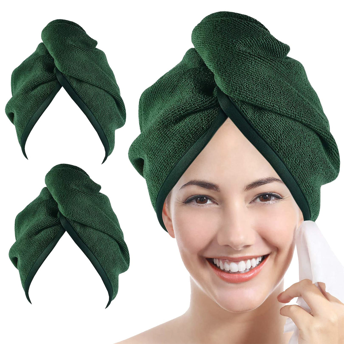 Microfiber Hair Towel Hair Wrap: 2 Pcs 10X26 Hair Dryer Women (Gray)