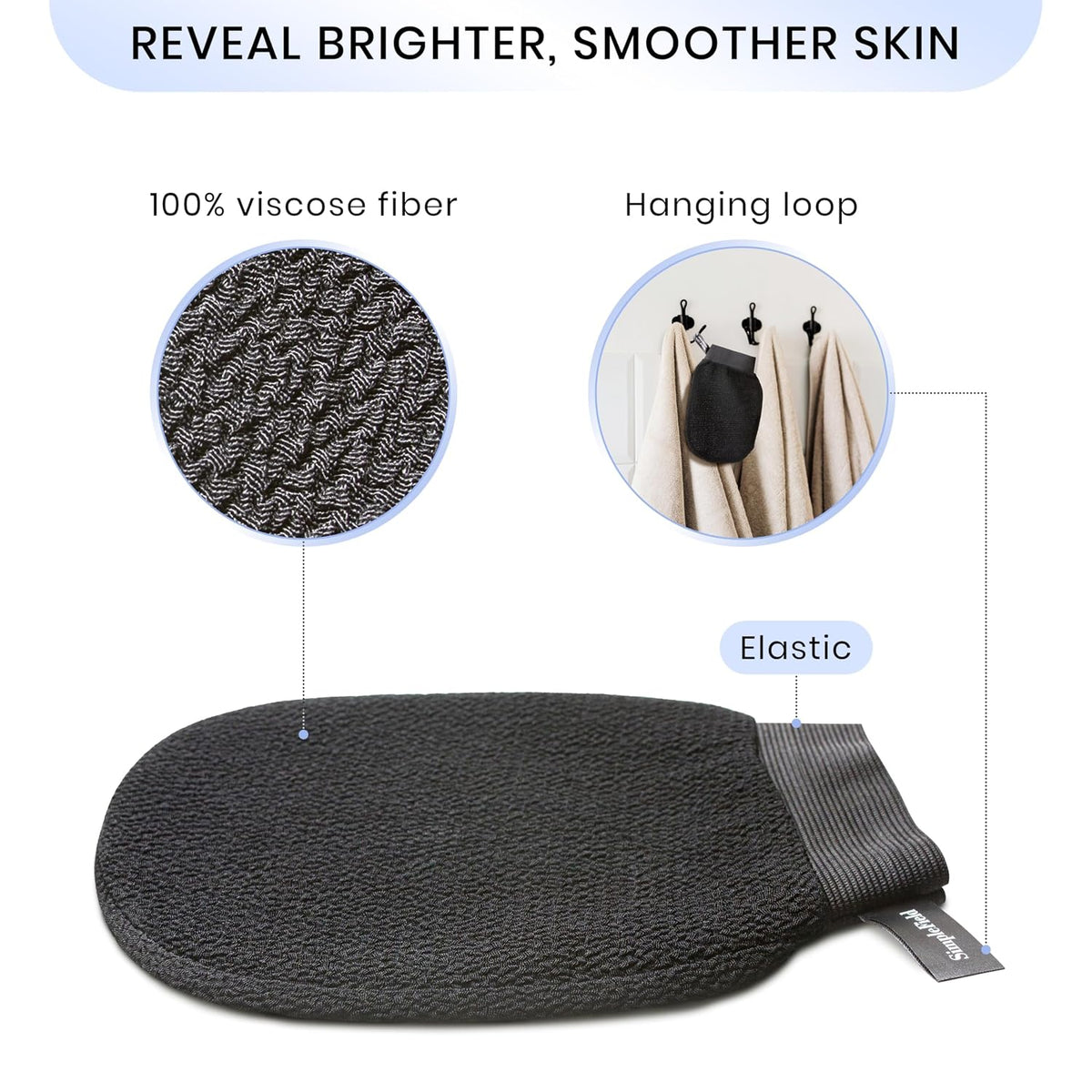 SimpleField Korean Exfoliating Mitt for Remove Dead Skin. 100% Viscose Deep Kessa Exfoliating Glove for Body Scrub, Keratosis Pilaris and Self Tanning Removal. Easily Smooth Skin Surface. (1 Piece)