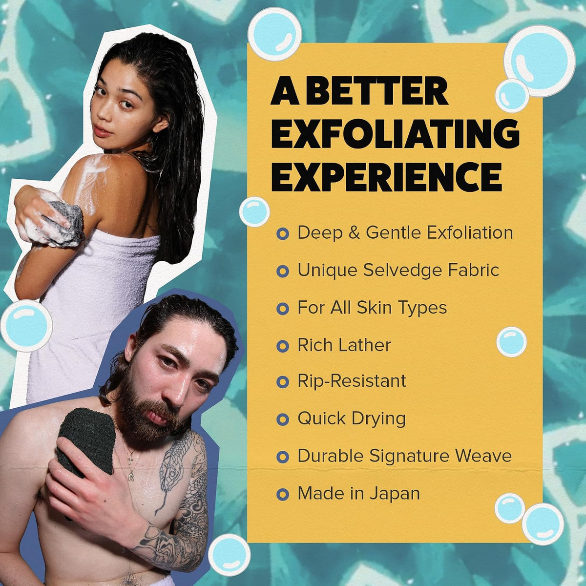 Goshi Exfoliating Shower Sponge- Grey, Rapid-Drying, Rip Resistant